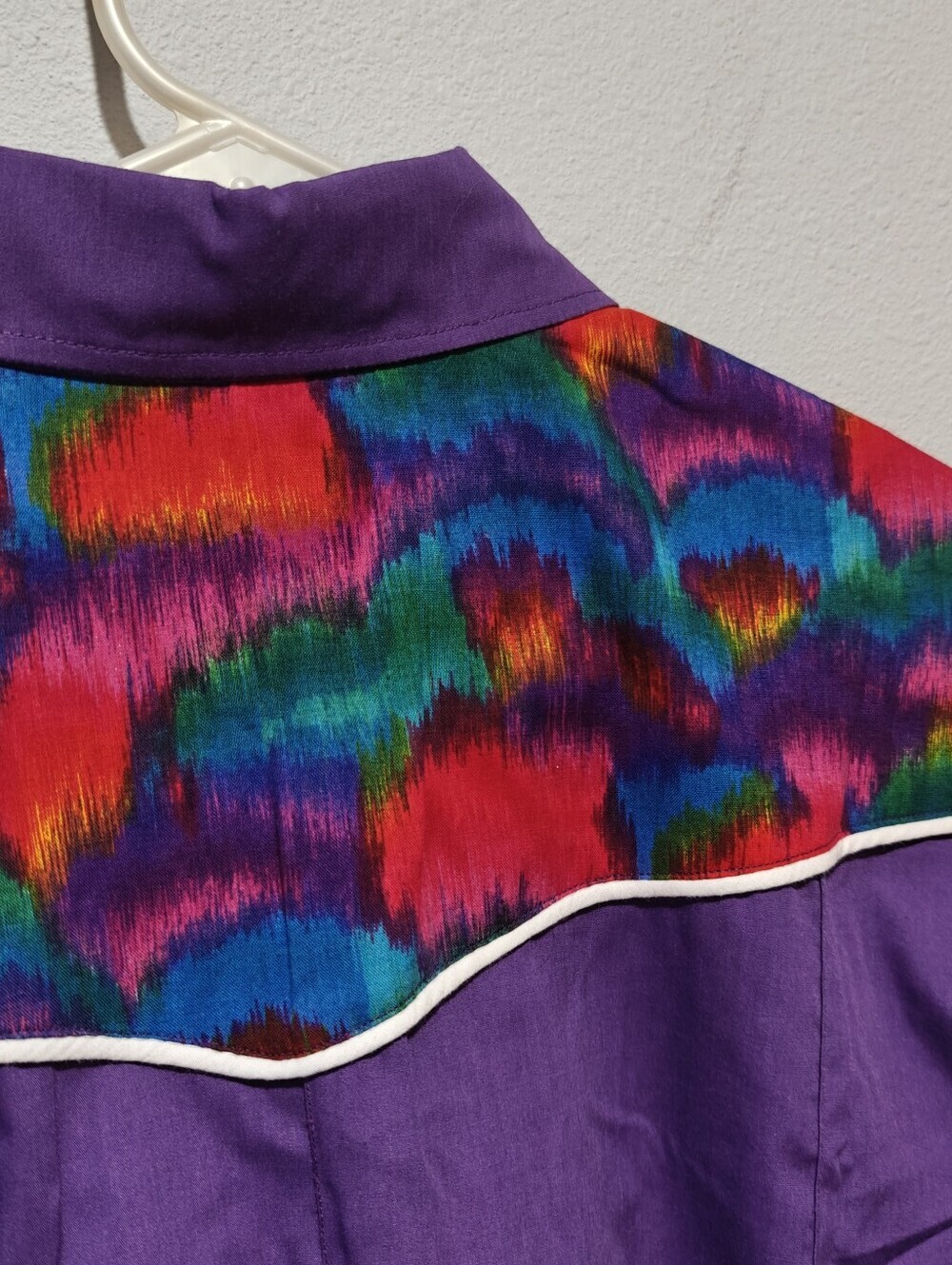 Vintage Western Rainbow Pride Shirt L Pearl Snap Button Up Cotton Purple Custom - Picture 5 of 8